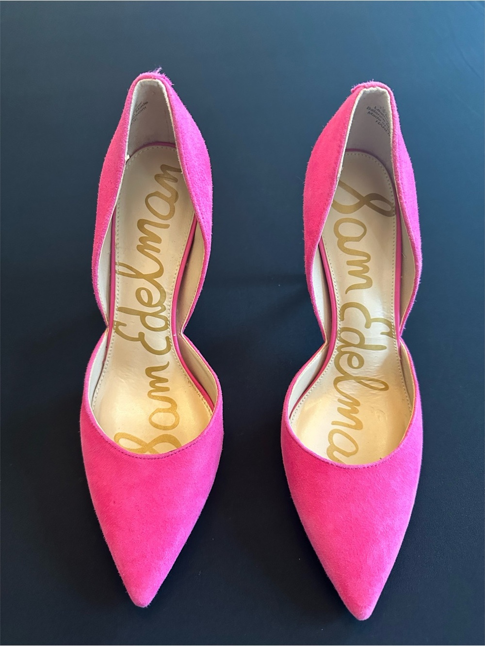 Sam Edelman Hot Pink Suede D'Orsay Pointed-Toe Pumps New, 7.5 - Picture 2 of 10